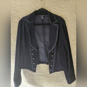 White House Black Market Corduroy Military Inspired Jacket Lace Up Corset Detail